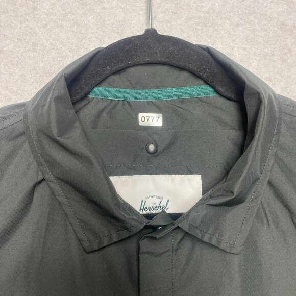Herschel Rain Jacket Men's M Black Polyester Snap Button Lightweight - Picture 3 of 13